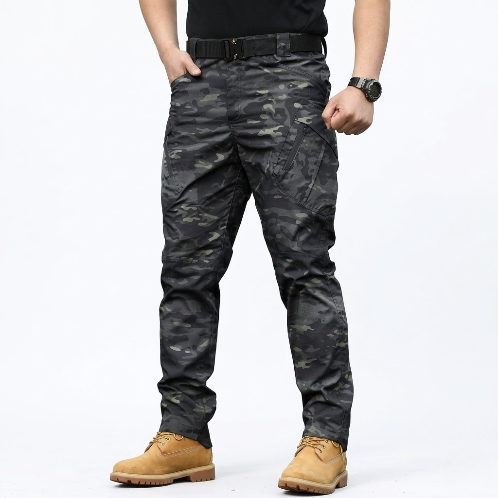 GridFlow Men's Rugged Tactical Pants - Waterproof Ripstop Survival Gear