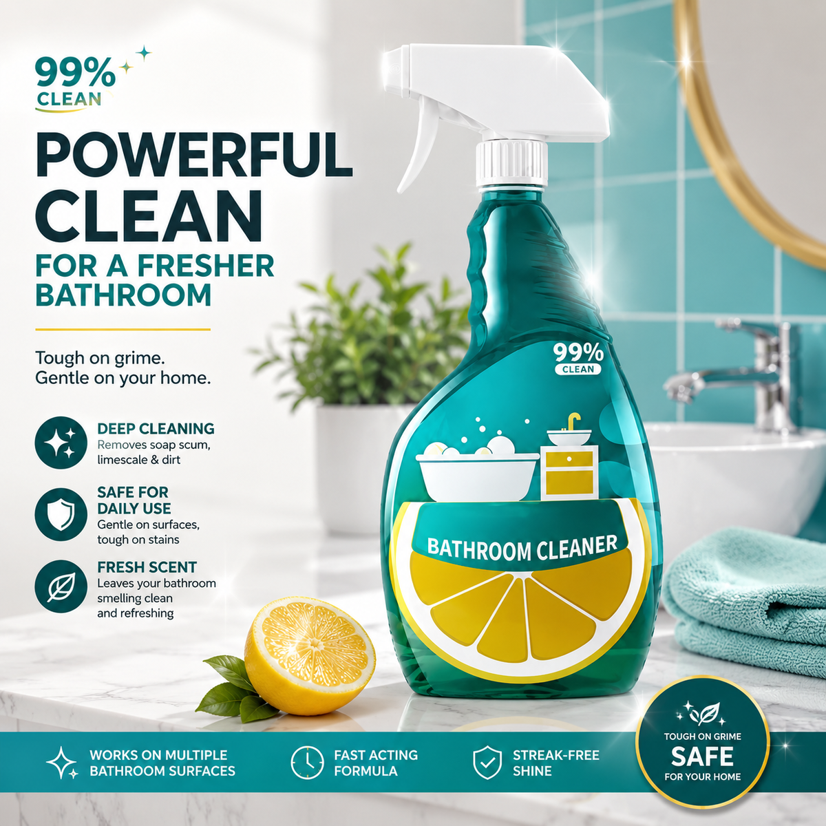 🛁✨ No-Scrub Bathroom Cleaner 🧽Effortless Bathroom Shine
